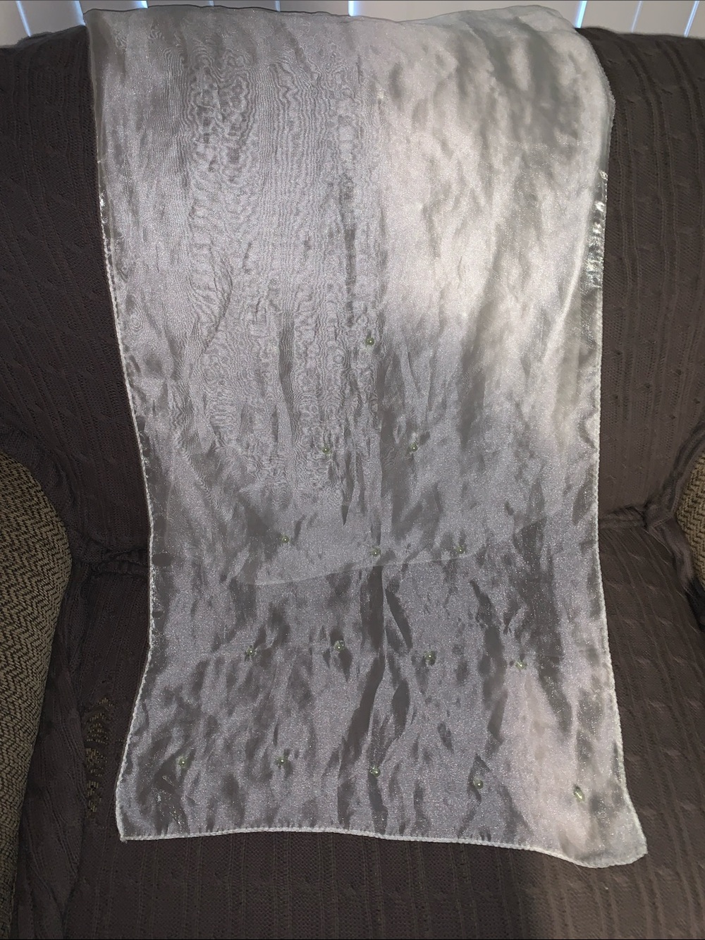 Vintage Sheer Pearl Beaded Women's Scarf Wrap